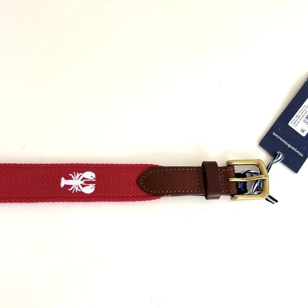 Vineyard Vines Boy's Lobster Embroidered Canvas Club Belt Size‎ S Preppy NEW